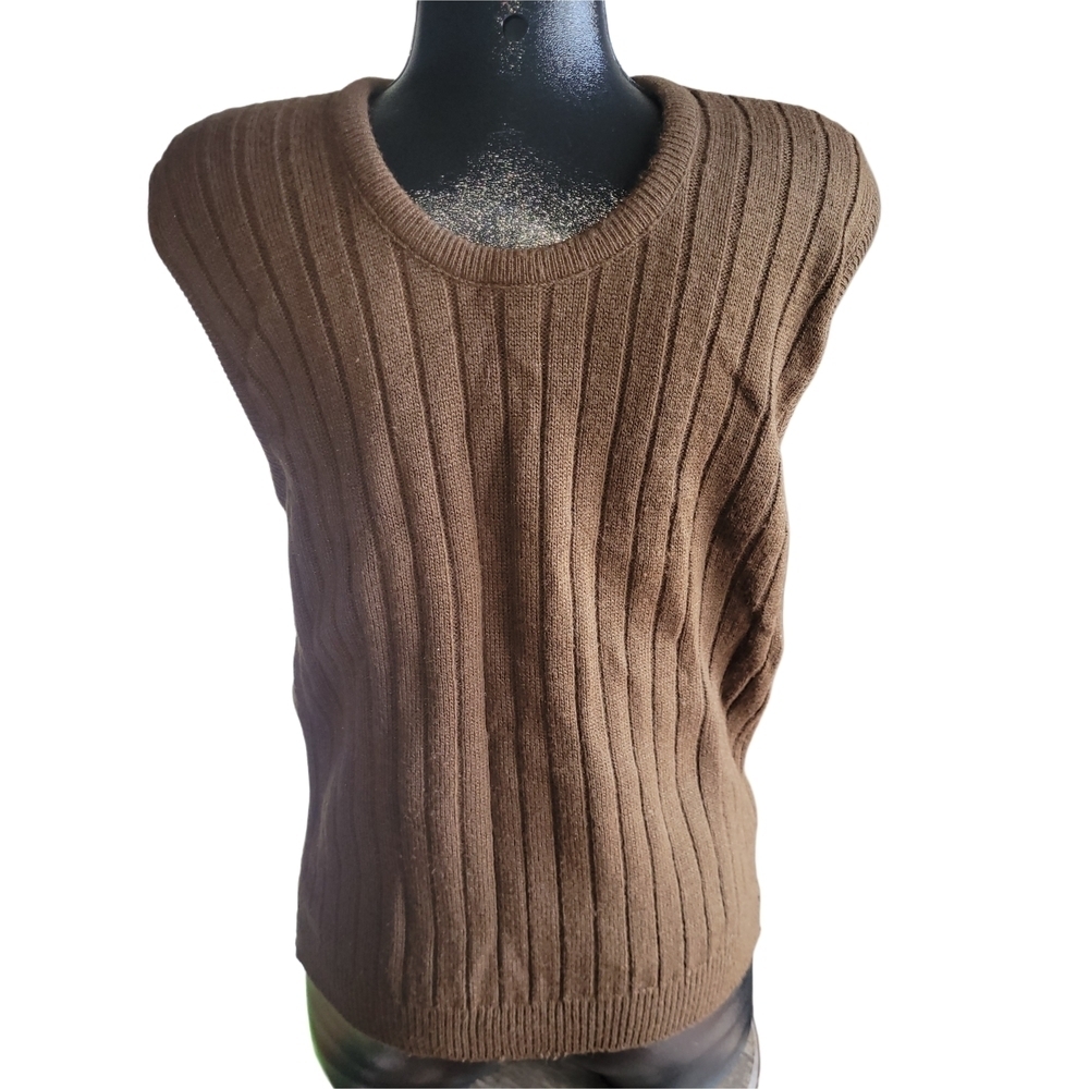 Drummond Vintage Men's Brown Ribbed Knit Sweater Vest Size XL
